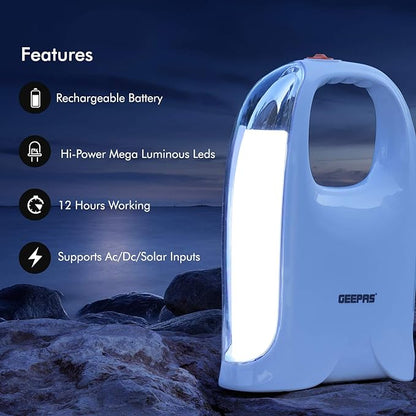 Geepas Rechargeable LED Lantern - Emergency Lantern with Portable Handle